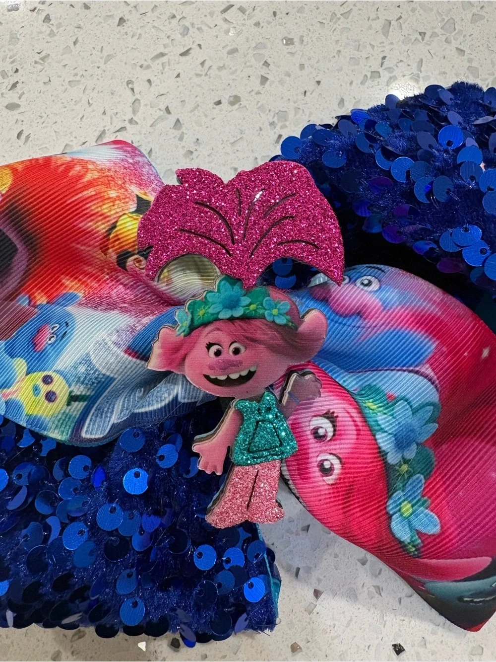 Disney Princess & Trolls Kids Hair Bow Set - Blue, Teal, Pink